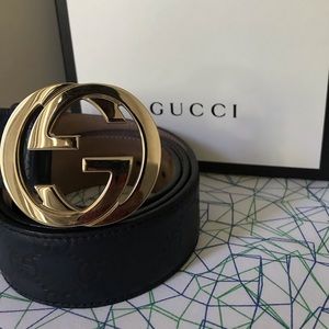 Gucci Guccissima Leather Belt with Golden Buckle